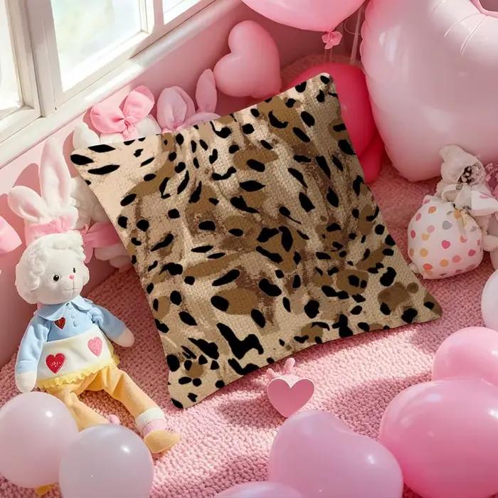 Taie d'oreiller de luxe à imprimé léopard, en lin naturel, tissu organique, impression Double face, décoration de canapé, cadeau pour la maison