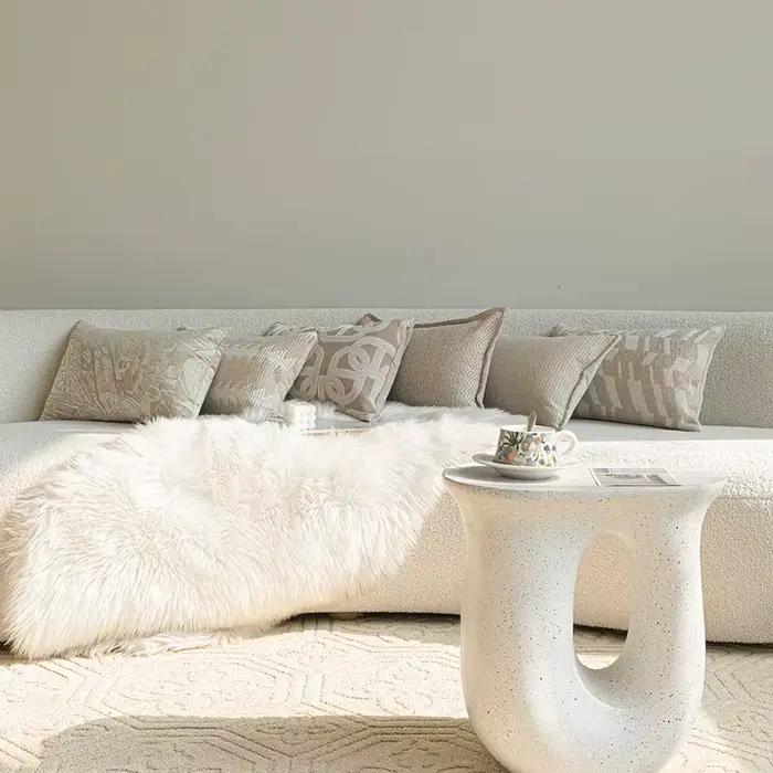 Housse de coussin lombaire en Jacquard crème française