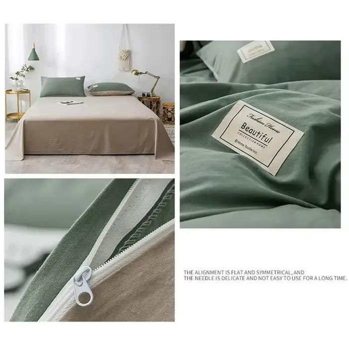 Textile de maison couleur unie housse de couette taie d'oreiller drap de lit AB côté