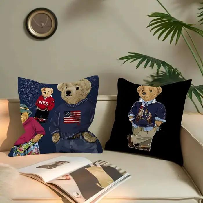Housse de coussin mignonne en forme d'ours en peluche