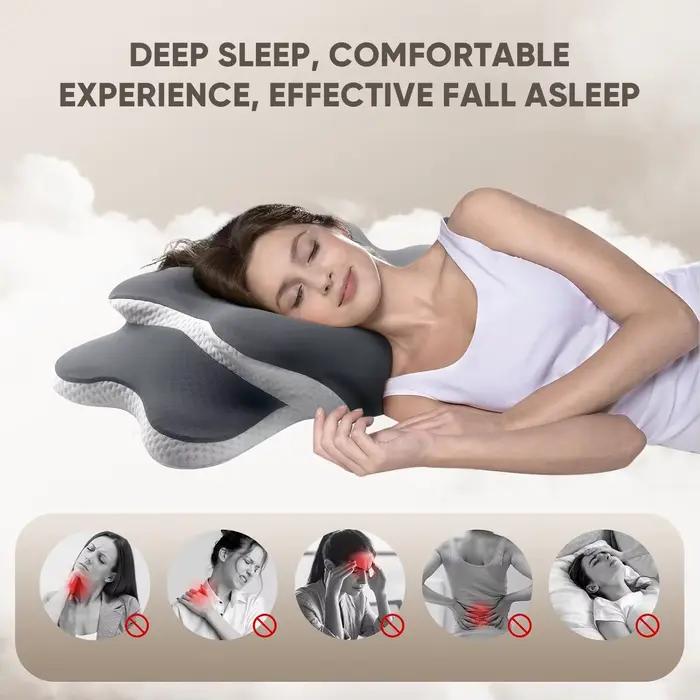 Oreiller cervical papillon réglable à 2 hauteurs – Tissu rafraîchissant super respirant
