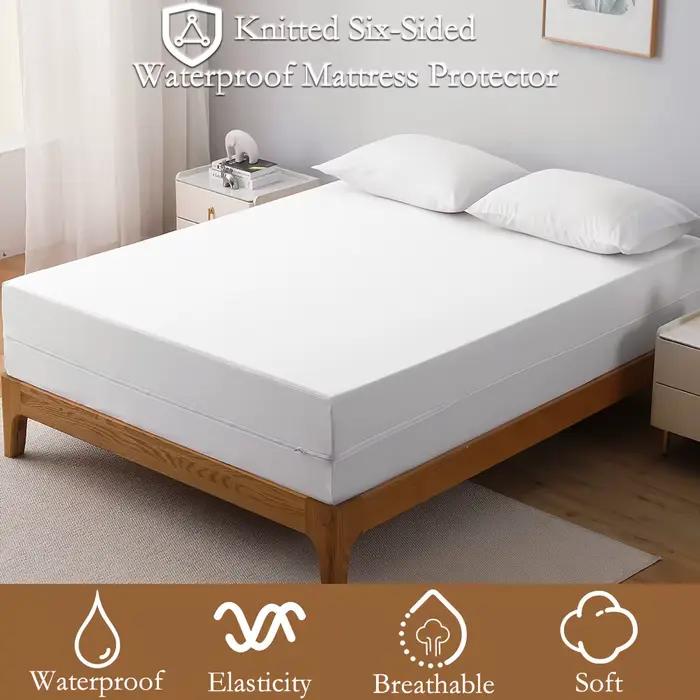 Protecteur de matelas imperméable à 2 fermetures éclair et 6 côtés
