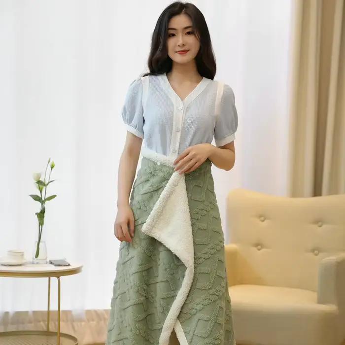 Tafuru châle couverture d'hiver bureau déjeuner laine genou