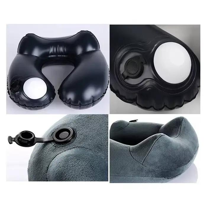 Oreiller de voyage gonflable pour avion, oreiller de cou Portable en forme de U, oreiller de Camping gonflable automatique en forme de U