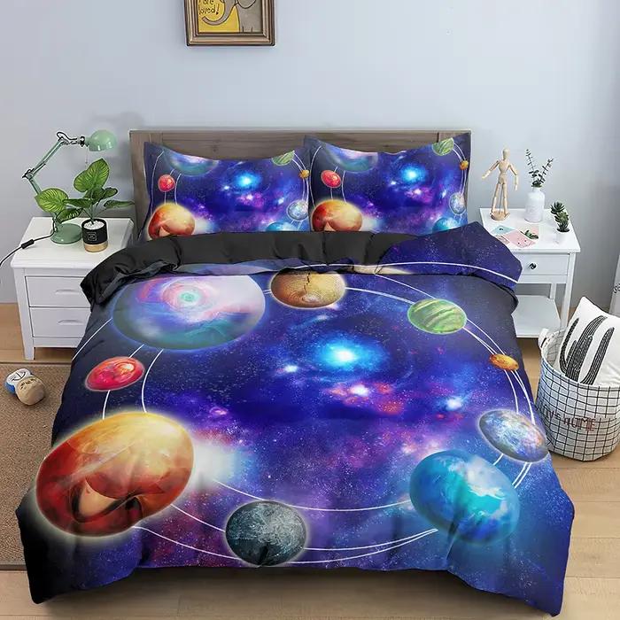 Galaxy Duvet Cover Set Single Double King Queen Size 2/3pcs Bedding Set Universe Outer Space Themed Comforter