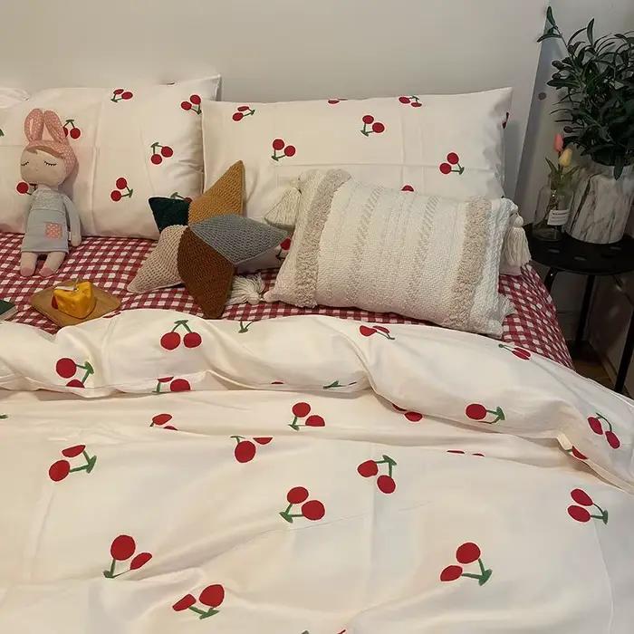 Ensemble de housse de couette cerise rouge