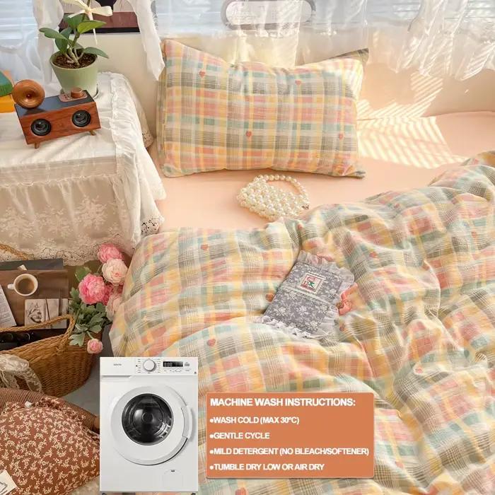 Ensemble de housse de couette à carreaux avec 2 taies d'oreiller