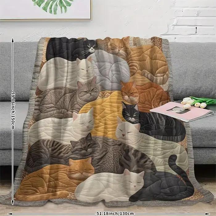 Couverture à motifs de chat mignons, couverture chaude et confortable pour canapé-lit, canapé, voyage en camping, le meilleur cadeau.