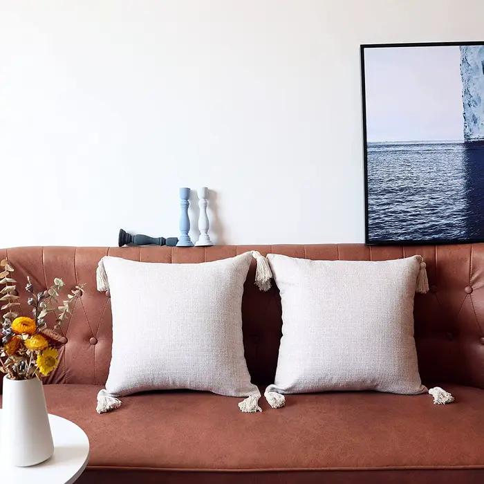 Juste de coussin décorative en lin blanc