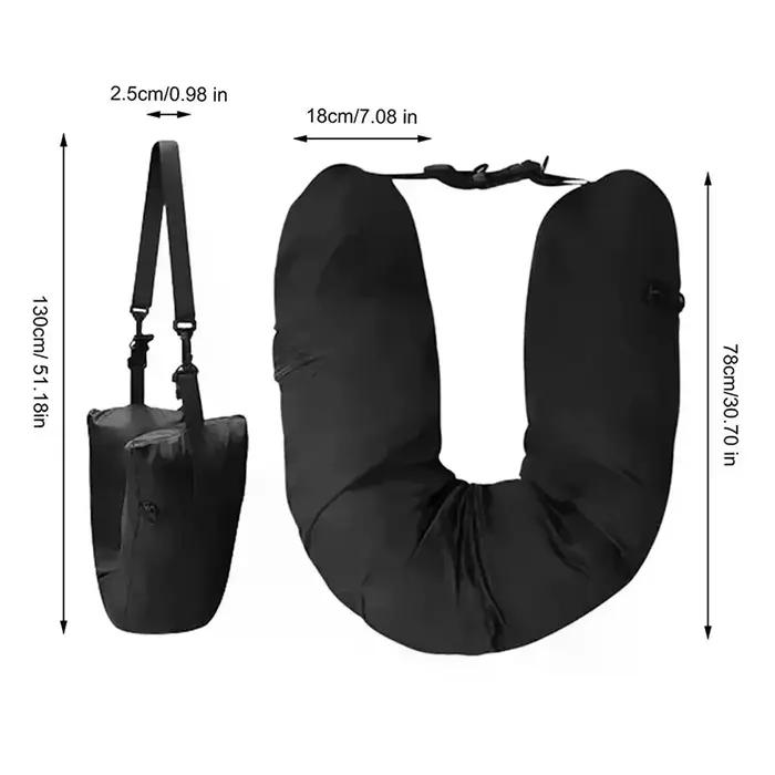 Oreiller de cou de voyage, oreiller de voyage auto-remplissage, oreiller de cou gonflable Portable pour voyage avec coussin de Support rechargeable pour voiture