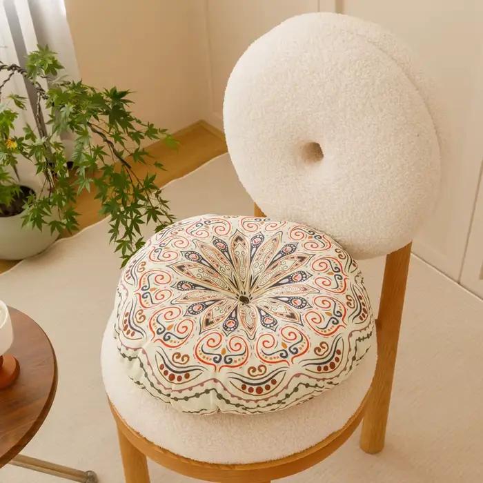Coussin de chaise en coton et lin bohémien
