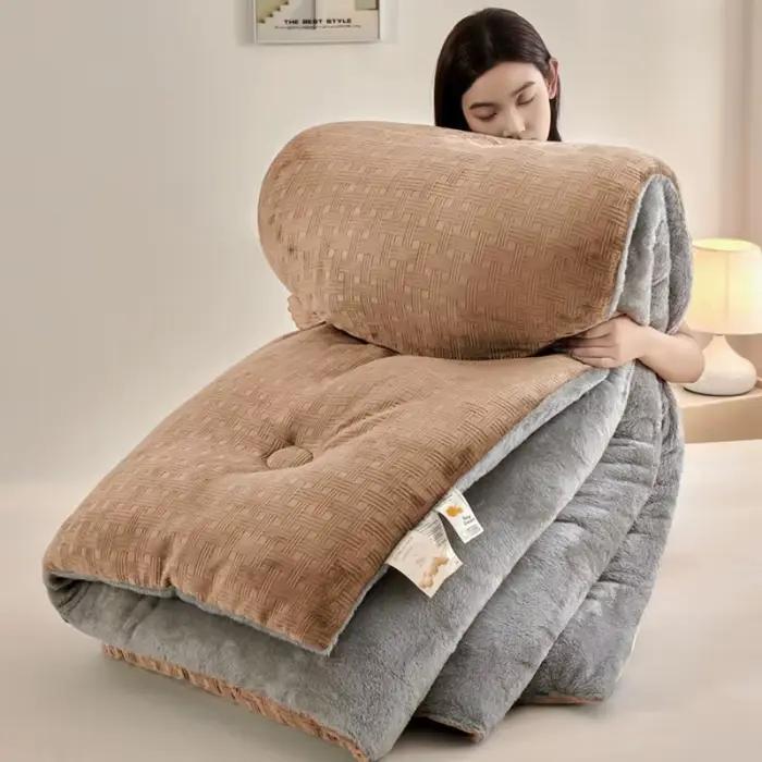 Literie d'hiver épaisse couette chaude Waflle rayure flanelle polaire AB côté