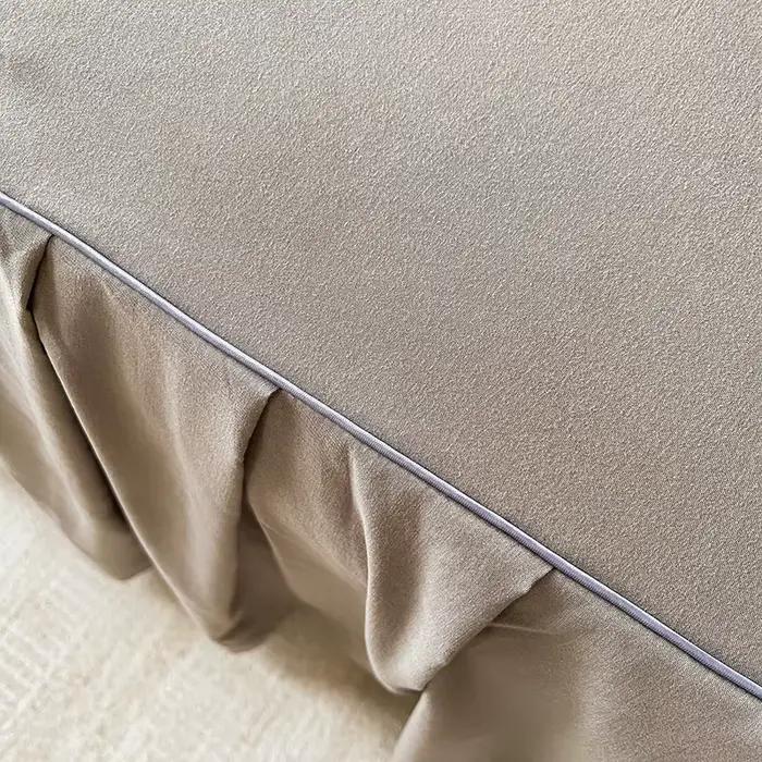 Bonenjoy Jupe de lit douce Housse de lit brodée Couvre-lit de couleur unie Linge de lit queen size rsi(Forme d'oreiller Besoin de commande)