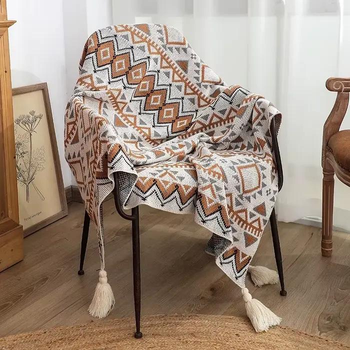 Couverture à franges Boho pour canapé-lit et salon