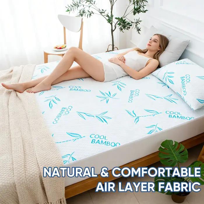 Protège-matelas imperméable en bambou respirant et silencieux
