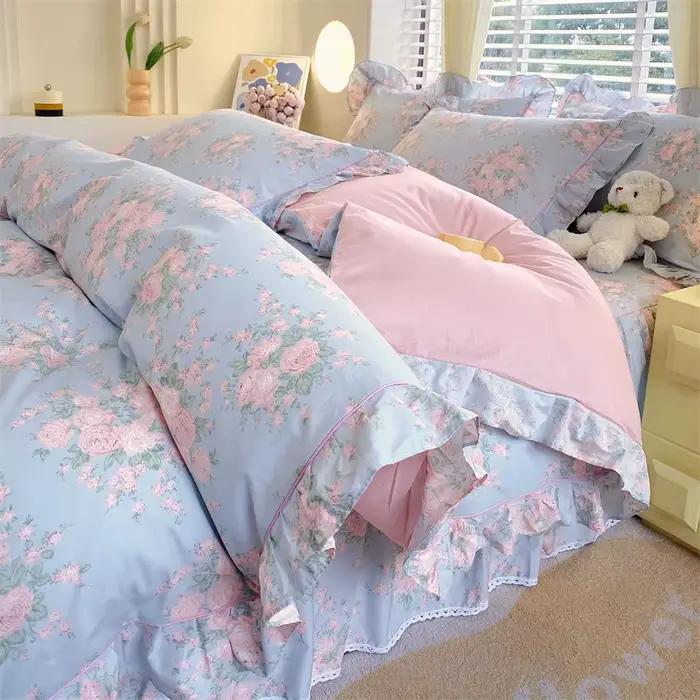 Bonenjoy-Juste de couette pour chambre de fille, literie de style floral, couverture de couette, sans taie d'oreiller, 100% coton, 1 pièce