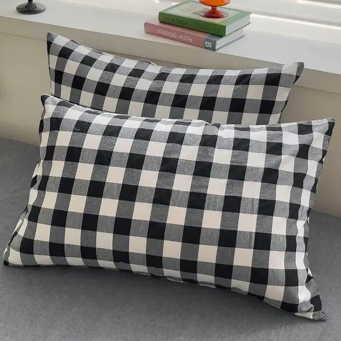 Ensemble de housse de couette à carreaux noirs 3 pièces (1
