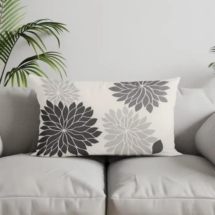 Housse de coussin rectangulaire à rayures à pois