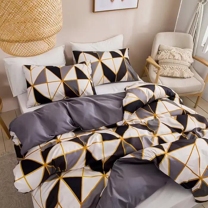 Ensemble de literie King Size à imprimé géométrique, housse de couette, doux, confortable, durable, simple, double, pas de drap, Queen, athlon, bon marché