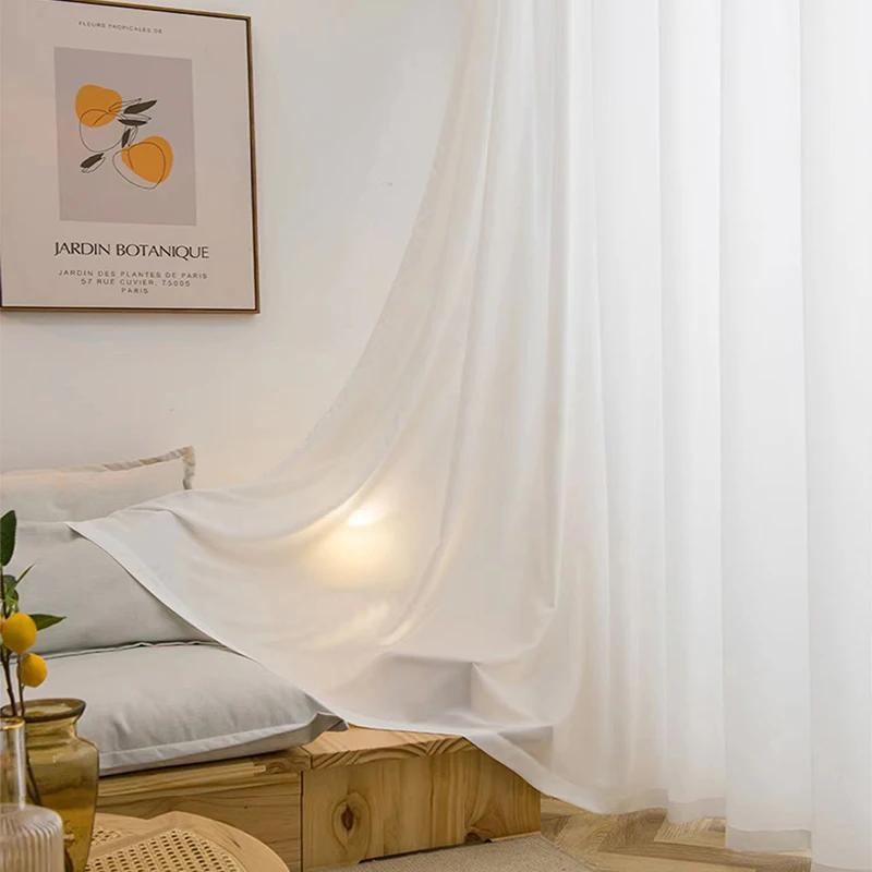Asazal-Rideaux de fenêtre en mousseline de soie de luxe, rideaux opaques, tulle blanc, fil optique d