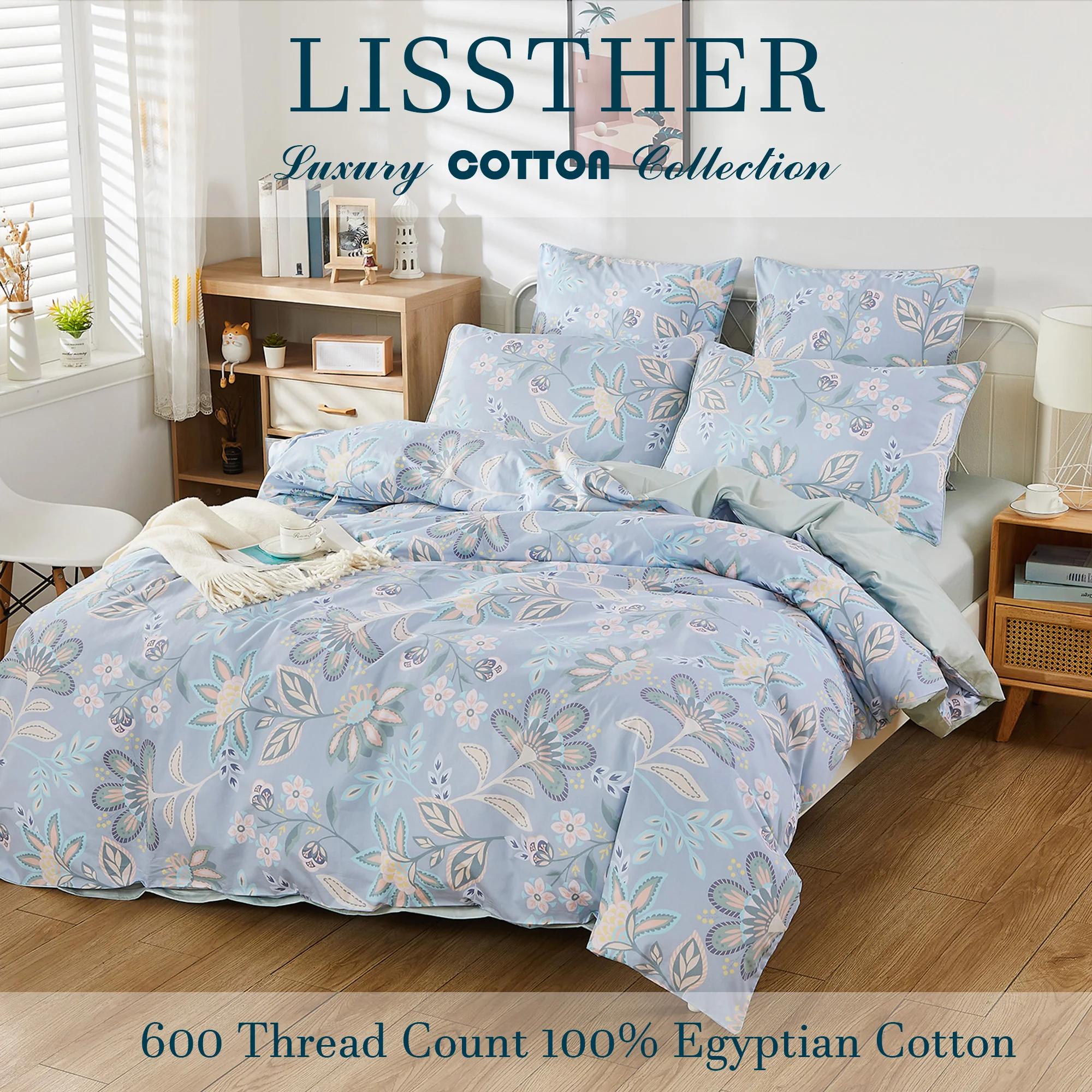 Ensemble de housse de couette 3 pièces 600TC 100% coton égyptien, luxe Boho Paisley Floral, doux pou