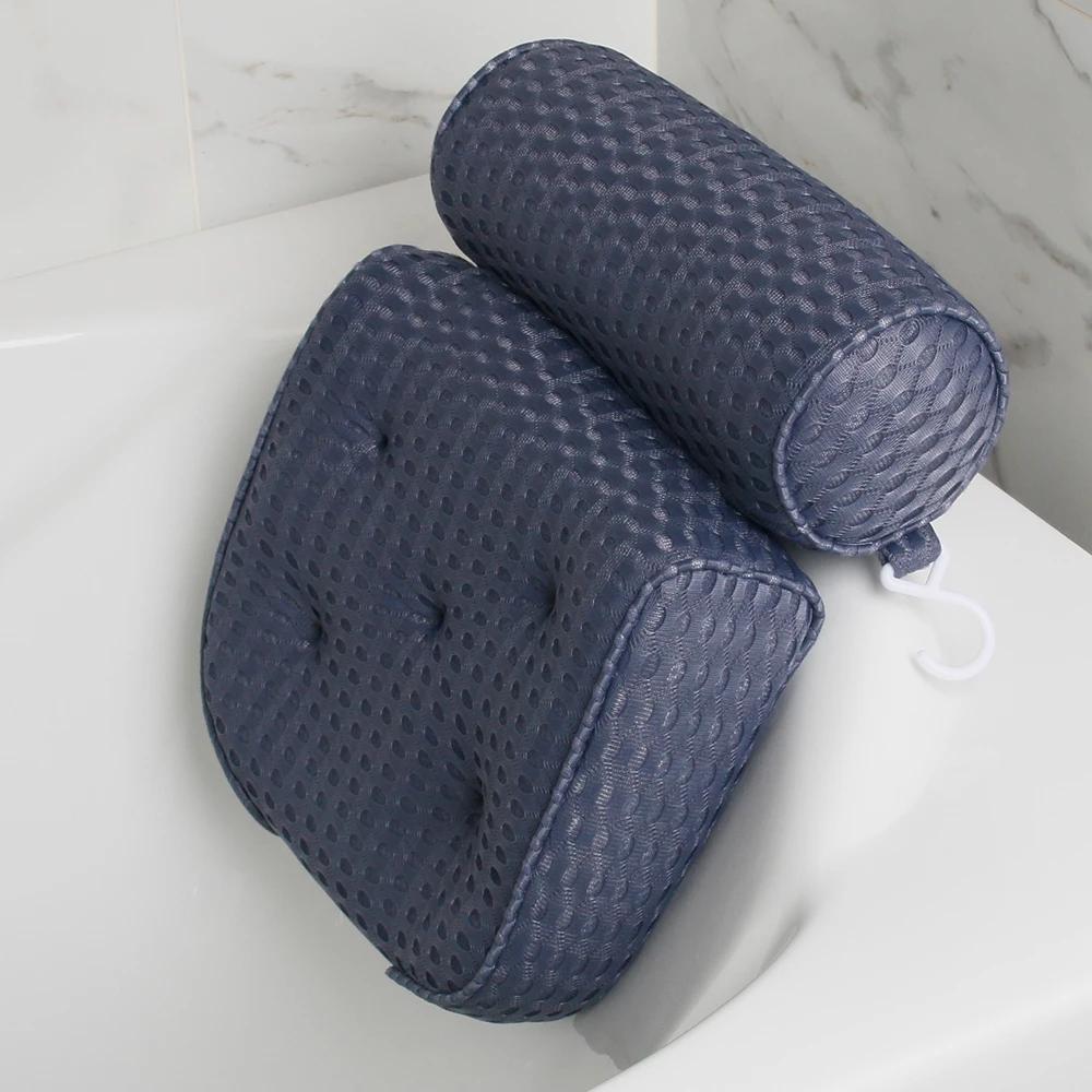 Oreiller de bain pour soutien de baignoire, cou, tête et dos avec ventouses antidérapantes, oreiller