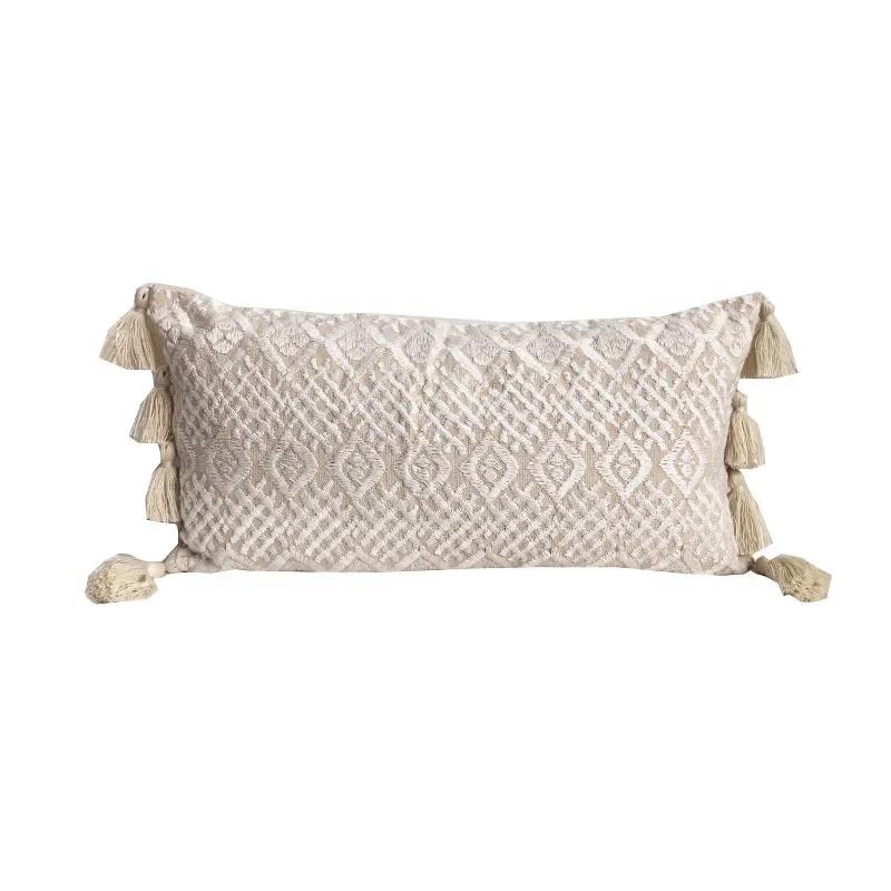 Juste de coussin brodée bohème pour salon, housse de coussin à la main, housse de taille de canapé, literie, taie d'oreiller, produit haut de gamme, 30x60cm