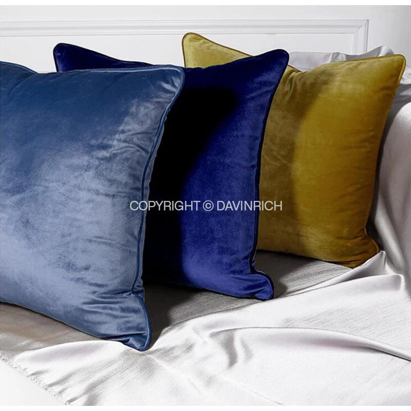 DAVINRICH – housse de coussin en velours italien, taie d'oreiller carrée de luxe, décoration douce pour canapé, chambre à coucher, vert Olive