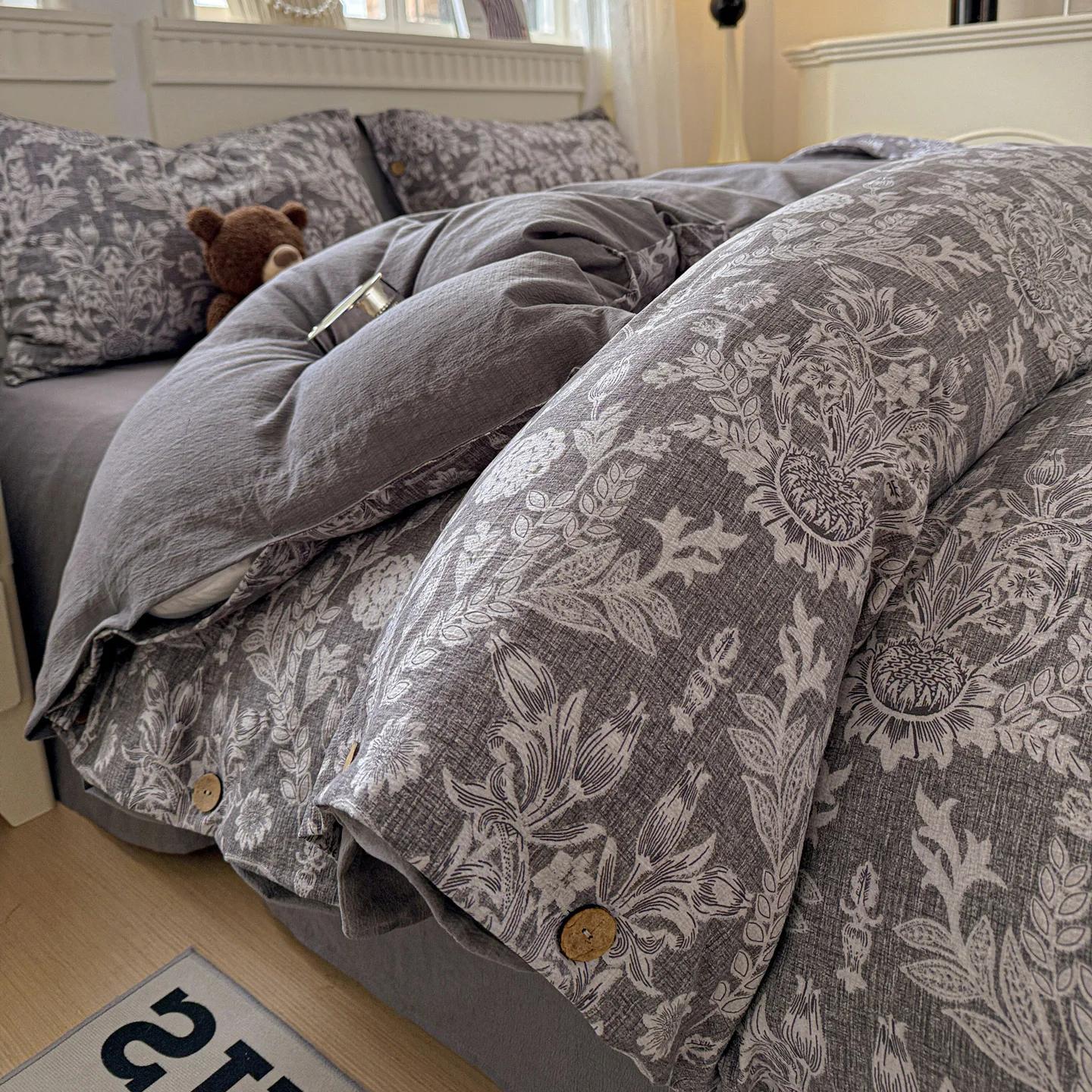 Parure de lit Vintage, housse de couette florale Simple, taies d'oreiller, drap plat, Simple, Double, Queen Size, décoration de maison, ensemble de linge de lit