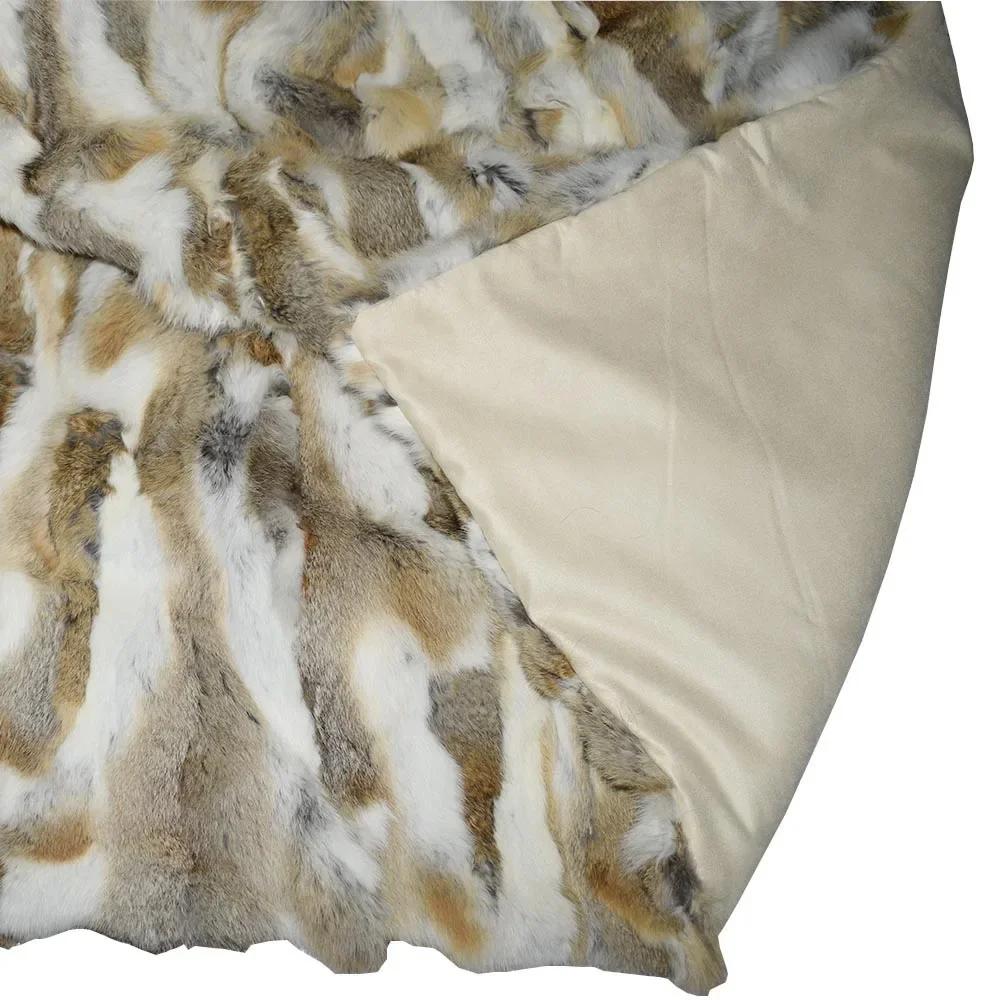Couverture en fourrure de lapin véritable, patchwork de lapin naturel, jeté en fourrure OEM d'usine