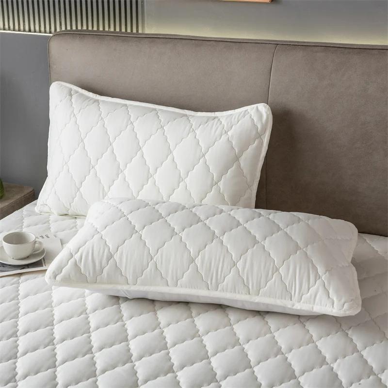 Taie d'oreiller imperméable en coton brossé rembourré - Pièce unique / Ensemble de 2 pièces - Housse de coussin douce et respirante pour chambre à coucher