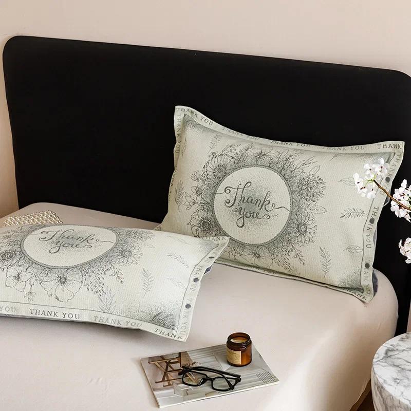 Taie d'oreiller jacquard tissée en coton et lin, 48x74cm, paire de housses de noyau d'oreiller, confortable pour un usage domestique, nouvelle collection 2025