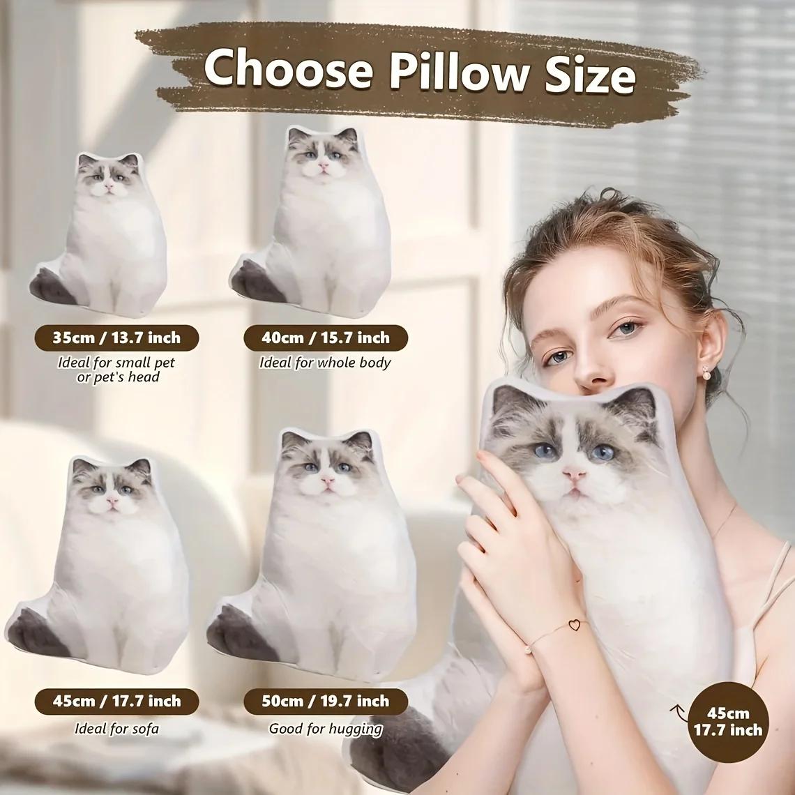 Coussin en peluche personnalisé avec photo d'animal, design double face, motif animalier doux et mignon avec image du visage pour anniversaire
