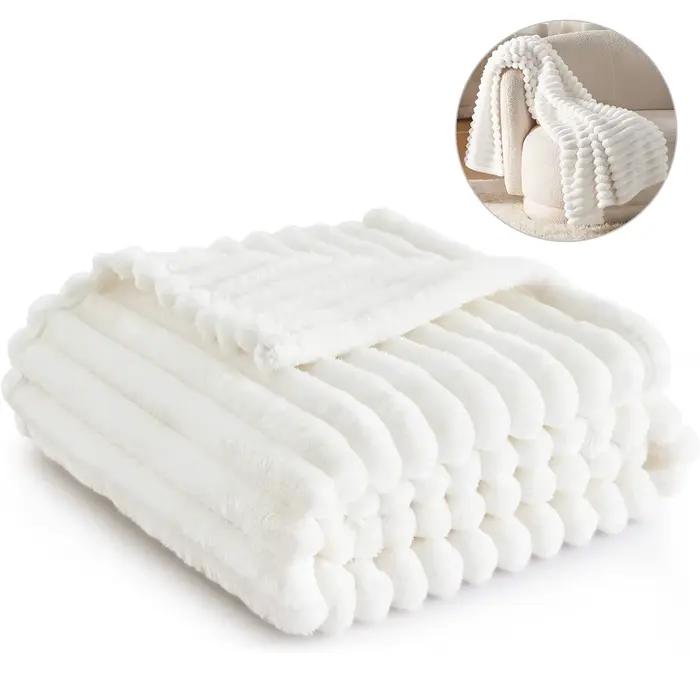 Couverture polaire blanche pour canapé – Couvertures super douces et confortables pour femmes, petit
