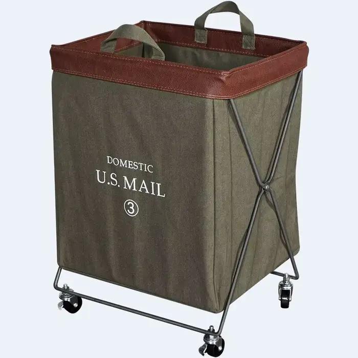 Grand panier à linge pliable moderne en tissu, bac de rangement polyvalent pour vêtements sales ou j
