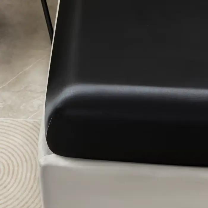 Drap-housse en Satin de couleur unie, housse de matelas double en soie glacée, Queen, naturel avec b