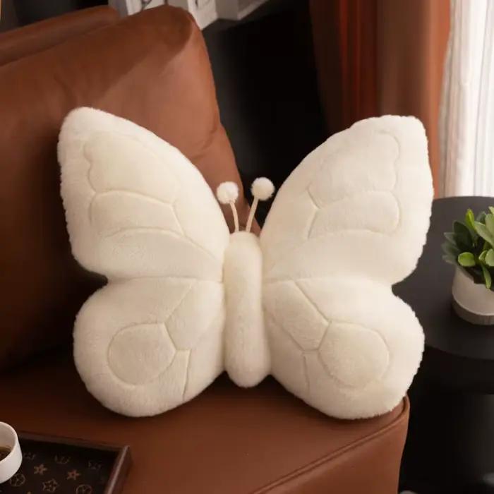 Joli oreiller papillon coloré, jouets en peluche, coussin de canapé en peluche en coton confortable,