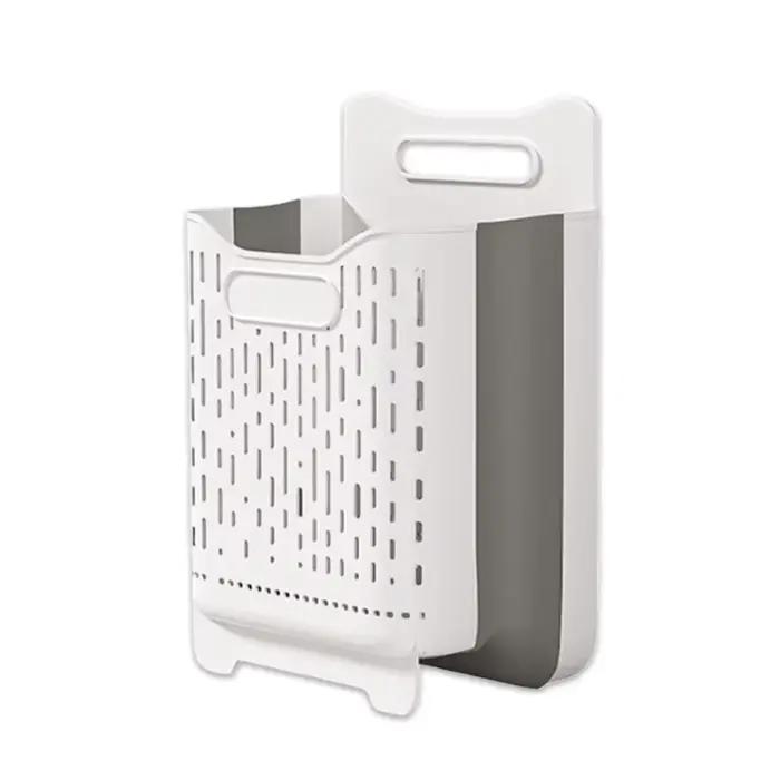 Panier à linge, panier à linge pliable mural suspendu avec poignée, poubelle de rangement pliable pe