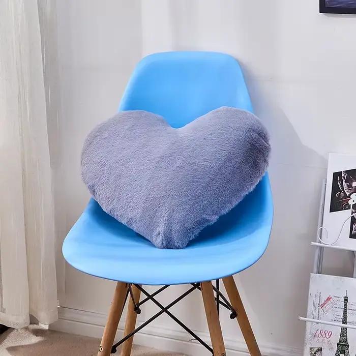 Housse de coussin en fausse fourrure de mouton, taie d'oreiller en forme de cœur, pour canapé, coule