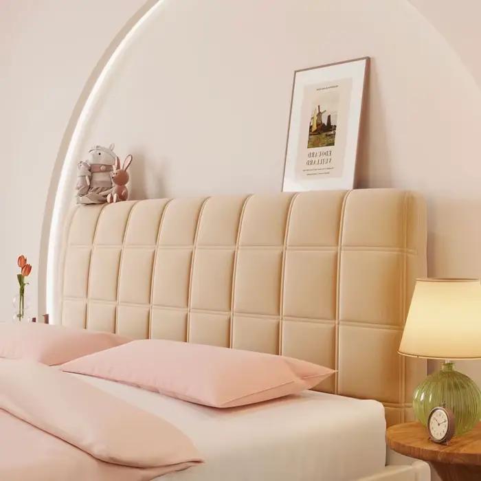 Housse de tête de lit Queen size, housse de tête en velours extensible, housse de tête de lit anti-p