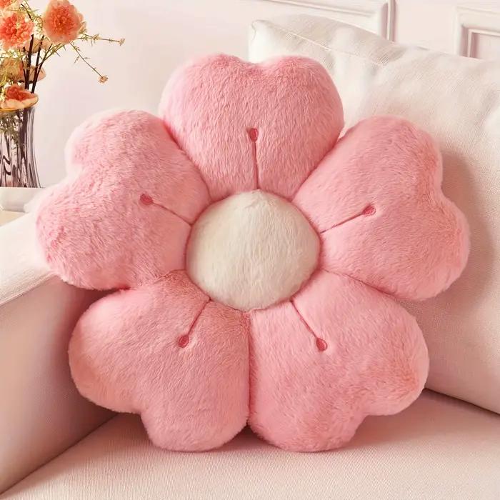 Oreiller en peluche douce à fleurs de marguerite, coussin décoratif confortable pour lit et canapé,