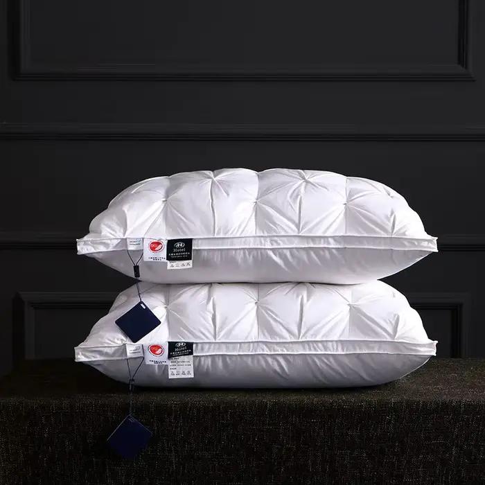 Oreiller blanc pour hôtel 5 étoiles, coton pur + garnissage polyester, oreiller de chambre à coucher