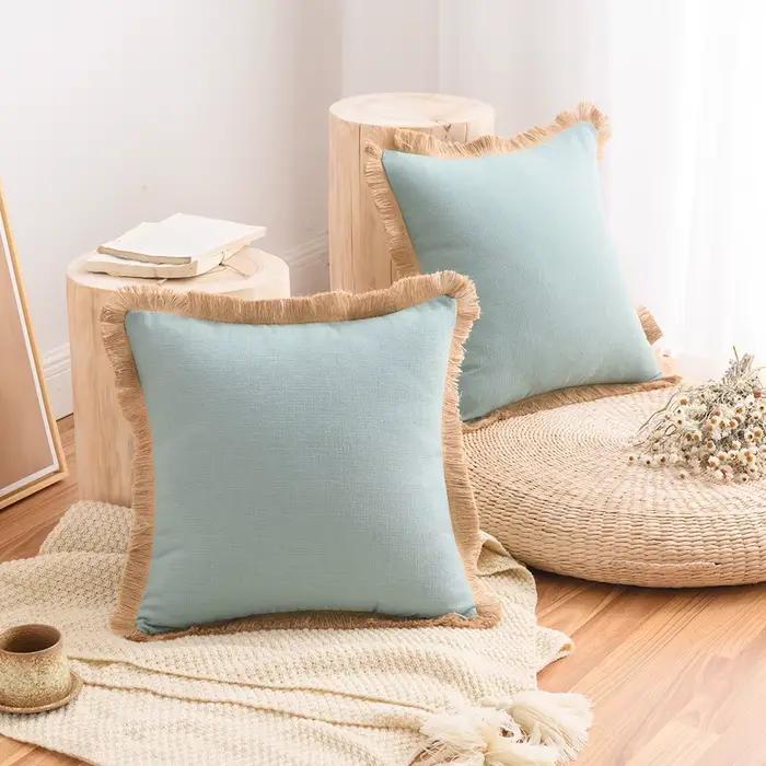 Housses de coussin en coton et lin, taies d'oreiller nordiques, décoration d'intérieur, lit, salon,