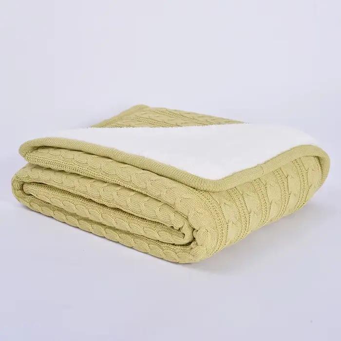 Couverture en tricot d'agneau Élnordique pour l'hiver, couvertures chaudes et confortables, fil tors