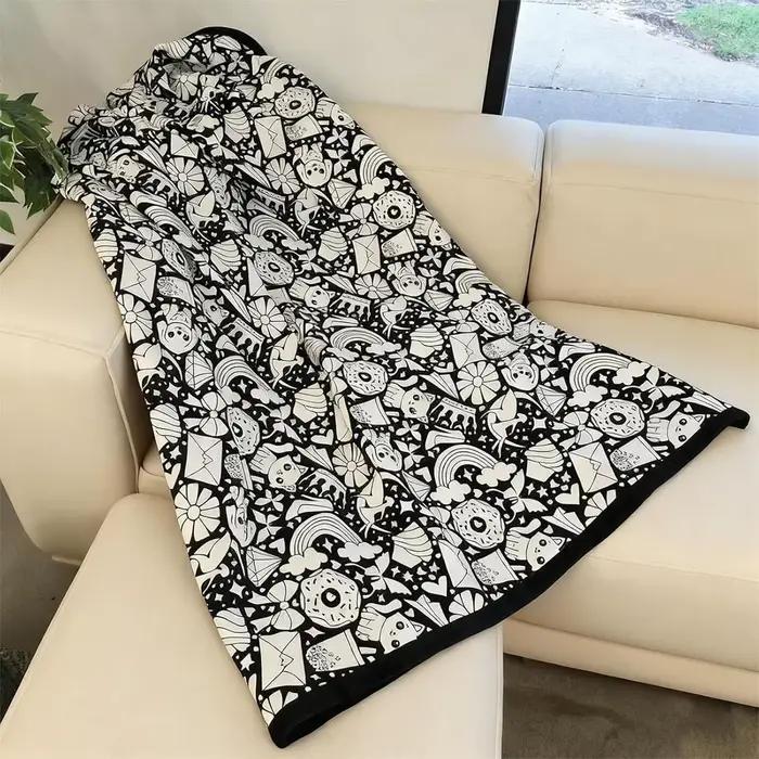 Couverture à colorier soi-même, couverture à motifs personnalisable créative avec marqueurs, couverture à colorier DIY pour activité artistique et artisanale de vacances