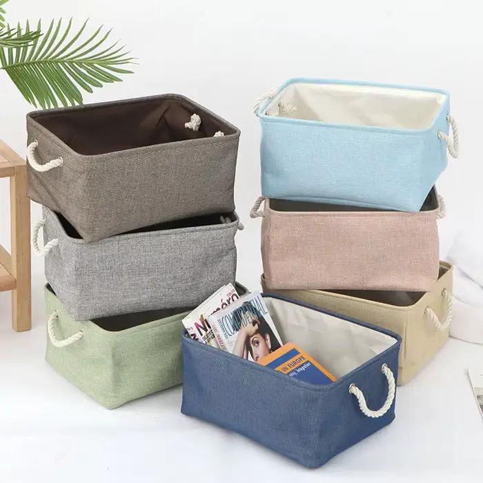 Panier à linge polyvalent en lin double couche