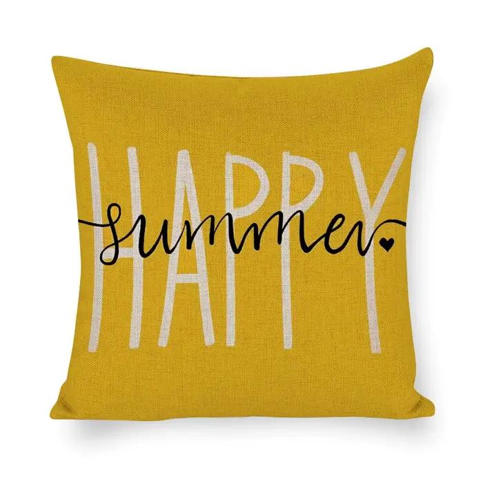 Nouveau Coussin lin 45*45 cm taie d'oreiller jaune décoration de la maison canapé oreiller coussin