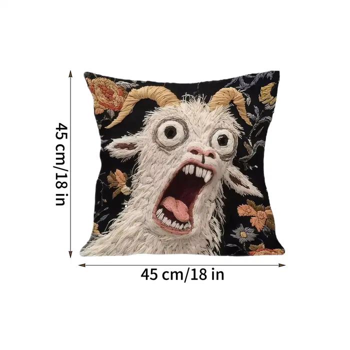 Lot de 3 housses de coussin décoratives et amusantes « Chèvre qui crie » 45x45cm pour canapé, salon, maison, dortoir, ferme