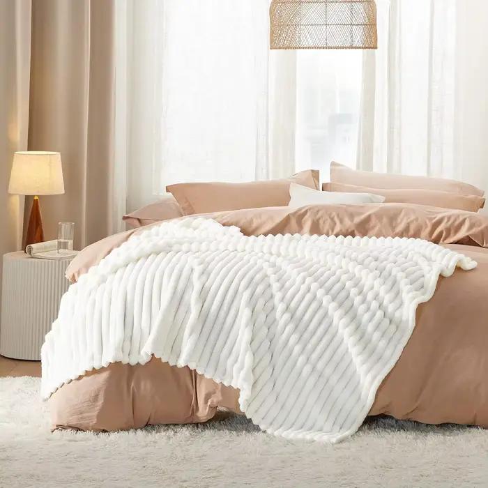 Couverture polaire blanche pour canapé – Couvertures super douces et confortables pour femmes
