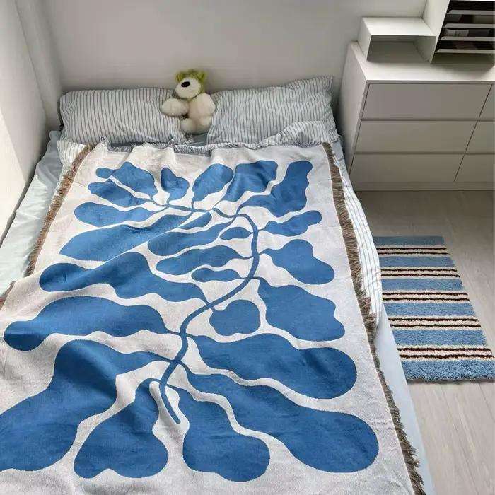 Angleterre bleu couvertures pour canapé Jacquard chat couverture tricoté jeter